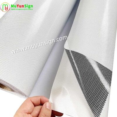One Way Vision Mesh Self Adhesive PVC Perforated Vinyl Film Glass Panels On Building