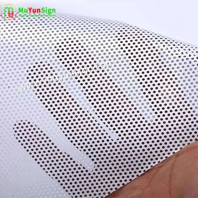 One Way Vision Mesh Self Adhesive PVC Perforated Vinyl Film Glass Panels On Building