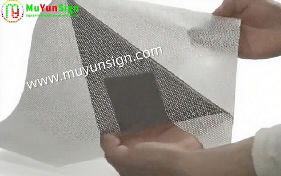One Way Vision Film Vinyl Mesh Film Acting As One Way Perspective During Oneside And Vibrant Advertising Display Another Side