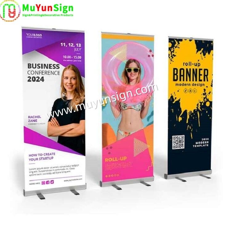 Advertising Display Stand Quick Setup Roll Up Stand with Lightweight Aluminum Frame and Weighted Foot Bar for Stability