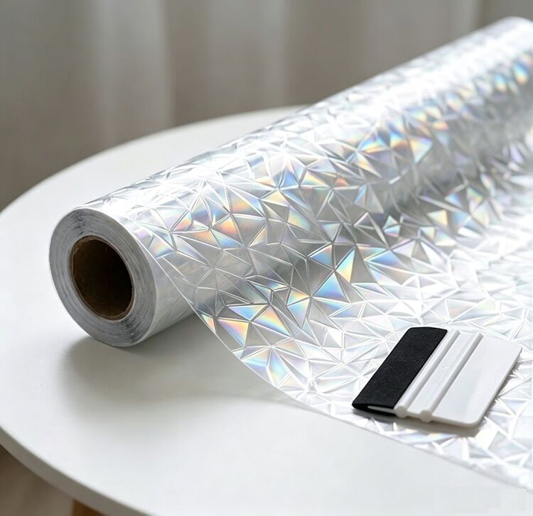 Privacy Window Film - Rainbow Effect Decorative Glass Film, Static Cling Anti-UV Sun Blocking Window Covering for Home Office, Non-Adhesive Glass Sticker
