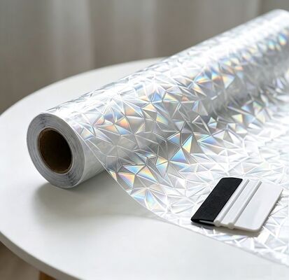 Privacy Window Film - Rainbow Effect Decorative Glass Film, Static Cling Anti-UV Sun Blocking Window Covering for Home Office, Non-Adhesive Glass Sticker
